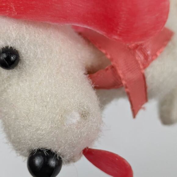 5 Vintage White Felted Snoopy Style Dog Christmas Tree Ornament Ears Tongue RARE - Picture 14 of 16